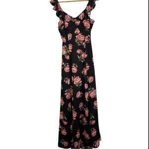 Atmosphere Black Floral Maxi Dress w/ Cut-Out Back detail Size 4